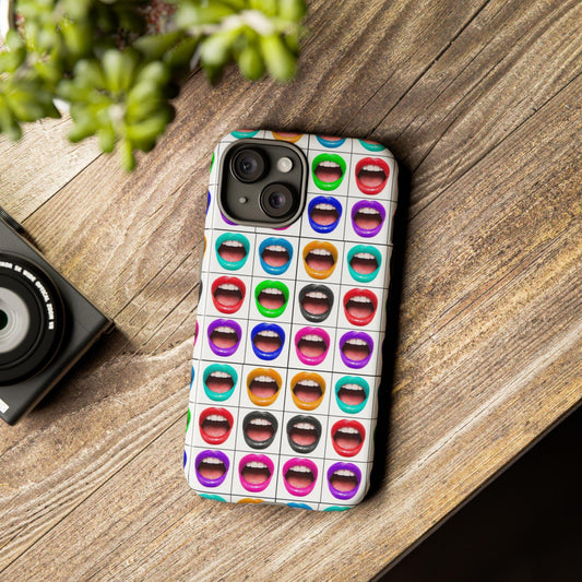 Lips Phone Case iPhone 15 14 13 12 11 pro max, Samsung Galaxy S22 S23 S24 Colourful Lips Phone Case Mouth Case