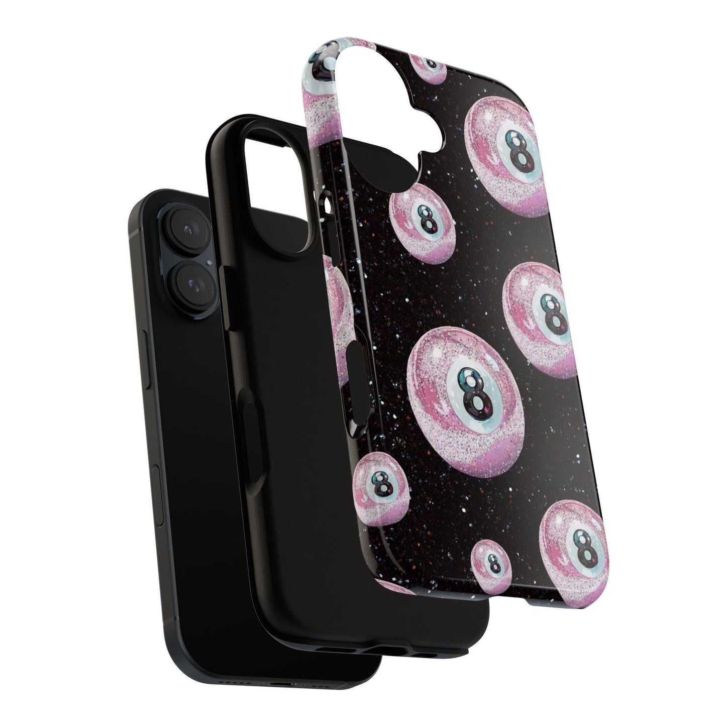 Pink 8 Ball Phone Case Eight ball Handpainted iPhone 16 15 14 13 12 11 Pro Max Galaxy S24 S23 S22 S21 Ultra Cool Girl Phone Case Glitter