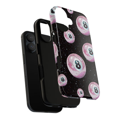 Pink 8 Ball Phone Case Eight ball Handpainted iPhone 16 15 14 13 12 11 Pro Max Galaxy S24 S23 S22 S21 Ultra Cool Girl Phone Case Glitter