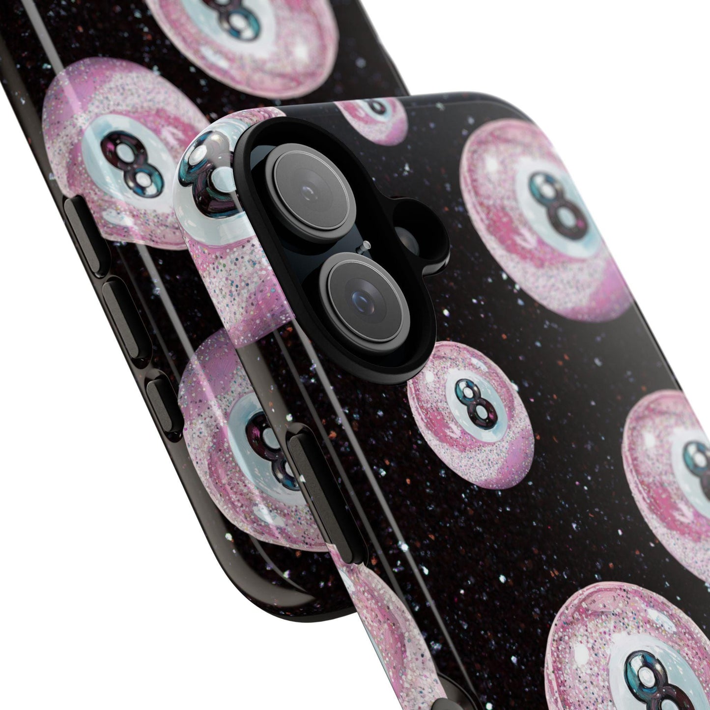 Pink 8 Ball Phone Case Eight ball Handpainted iPhone 16 15 14 13 12 11 Pro Max Galaxy S24 S23 S22 S21 Ultra Cool Girl Phone Case Glitter